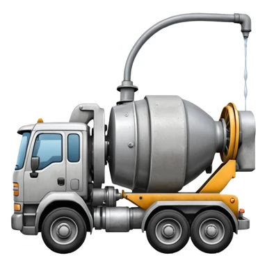Generate an emoji where the concrete mixer delivers concrete to the disassembled concrete pump sticker
