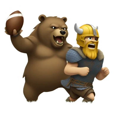A Viking playing football against a bear sticker