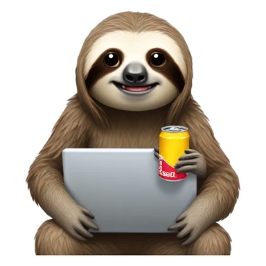 sloth with RedBull can and laptop sticker