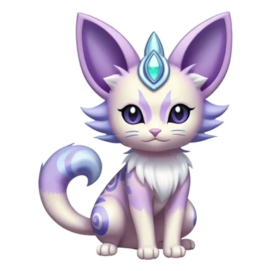 Shiny Exotic Cute Adorable Majestic Meowth-Espeon-Purrloin-Mew-Meowstic-Hybrid-Creature with pattern-markings sticker