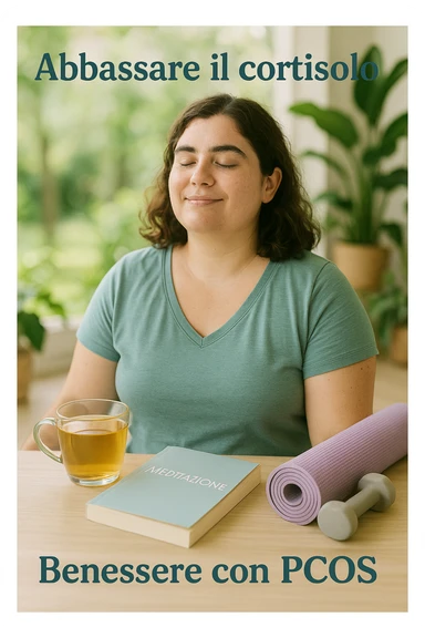 Donna con pcos che abbassa il suo cortisolo immagine realistiche in italiano sticker