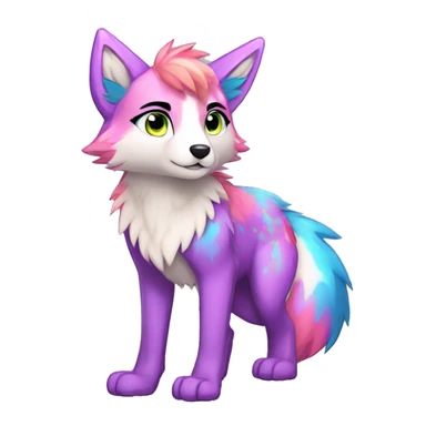 Anthro Colorful Shiny Fionbri-Falvie-sparkle-wolf-sona with colorful markings full body sticker