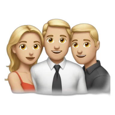 3 people two mizzghettphattywoman kissing white man sticker
