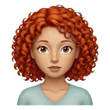 female curly red hair sticker