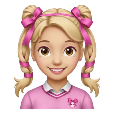 a bay girl with two ponytails and pink ribbons sticker
