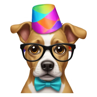 A dog with funny stuff on sticker