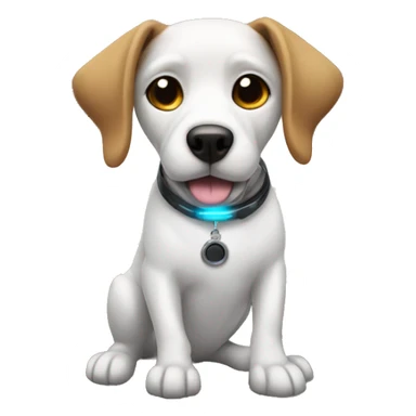 A dog with a DJ disk sticker