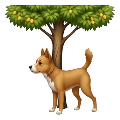 dog pee in tree with one back leg up sticker