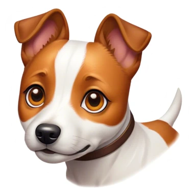 Cinematic Noble Jack Russell Terrier Portrait Emoji, Poised and spirited, with a compact, agile build in rich, warm tones, bright, alert eyes, perky ears, and a determined, lively expression, Simplified yet sharp and sophisticated features, highly detailed, glowing with a warm, natural luminescence, high shine, intelligent and resilient, stylized with an air of energetic authority, focused and alert, soft glowing outline, capturing the essence of a watchful and confident Jack Russell Terrier that appears ready to bound out of the screen with effortless energy! sticker