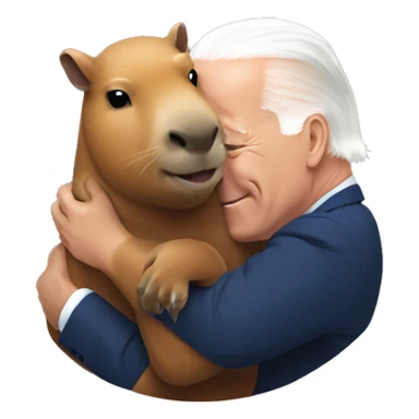Joe Biden hugging a capybara  sticker