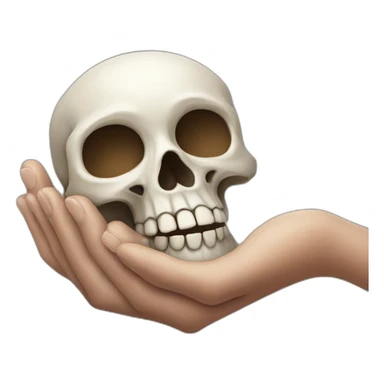 hand holding skull sticker