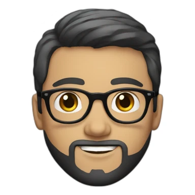 a 20 year old white man with round glasses and black beard and black straight hair sticker