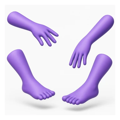 Convert to 3D emoji style, with all four purple limbs directed outward, dynamic pose sticker