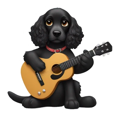 fully black cocker spaniel playing the guitar sticker