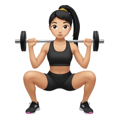 Women with long black ponytail doing a squat with no weights sticker