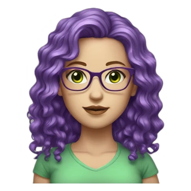 white-girl-purple-wavy-hair-green-eyes-square-glasses sticker