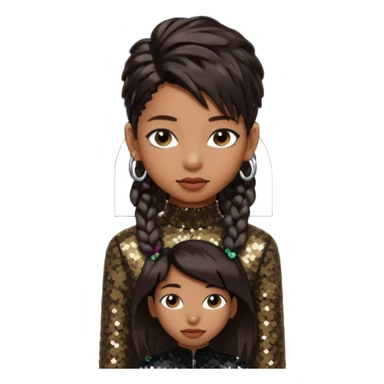 Willow Smith with long dark brown hair, dark brown sequin outfit sticker