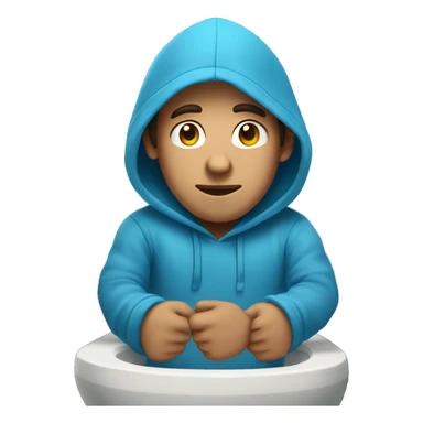 A Guy with long hair and blue hoodie in a toilet sticker