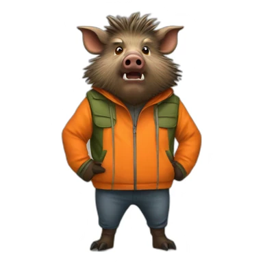 ANGRY wild boar with orange jacket sticker