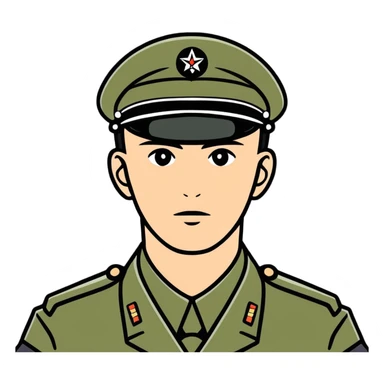 military man with crazy look sticker