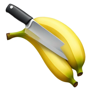 a banana being cut by a knife sticker