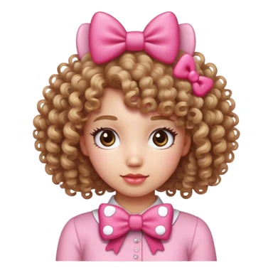 Curly Girl With HELLO kitty bow in her hair sticker