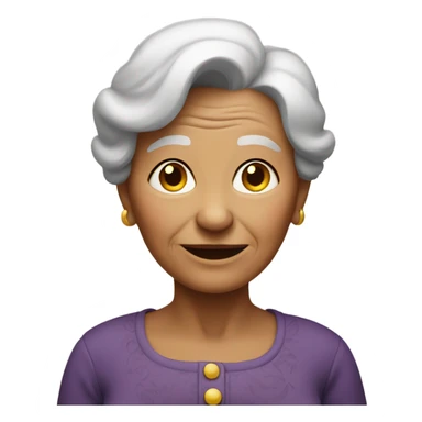 An old lady with a belly  sticker