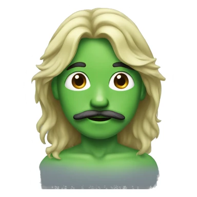 boy green skin with moustache and long hair sticker