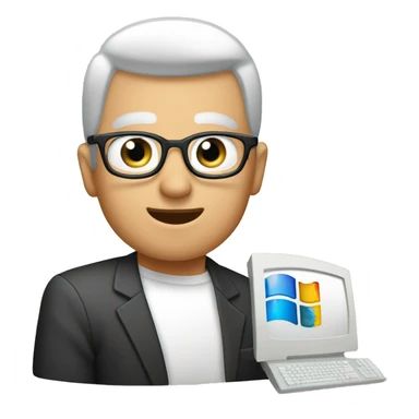 a windows 7 computer, and preson sticker