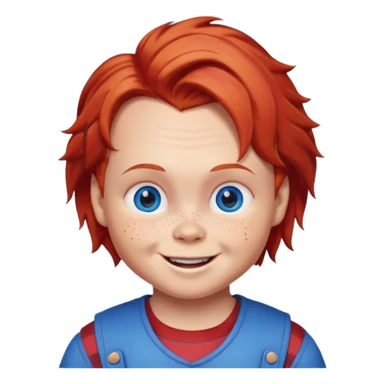 Can you create an emote for me referencing the Chucky character, with a happy and cute expression sticker