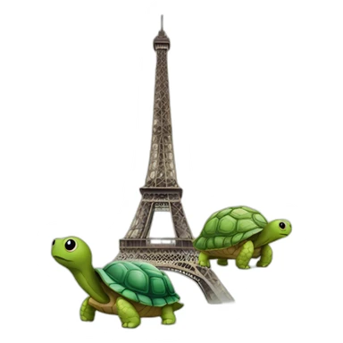 Escargots qui sur une tortue qui est sur la tour Eiffel sticker