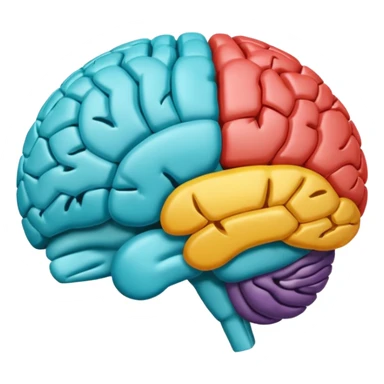 cerebro 3D con zona parietal derecha iluminada sticker