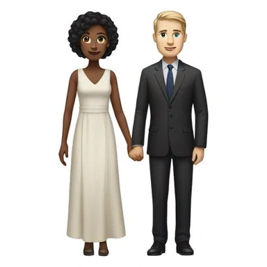 White man and woman with dark hair in dress attire  sticker