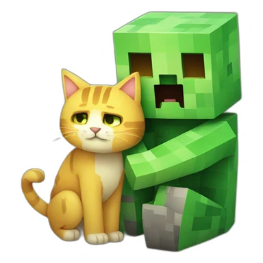 Minecraft creeper cuddling a cat sticker
