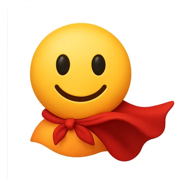 face with red superhero cape emoji, digital illustration sticker