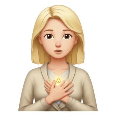a blonde woman in a 2 crossroads places a hand on their chest, taking a deep breath before choosing the light path, symbolizing their decision to respond instead of react with peace. light sticker