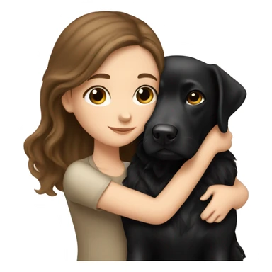 long brown hair white girl cuddling a cute black Labrador  sticker