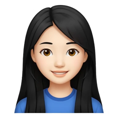 20 yr old asian woman, center part straight long black hair, very pretty sticker