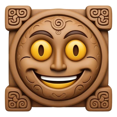 smiley face, mayan, sculpture sticker