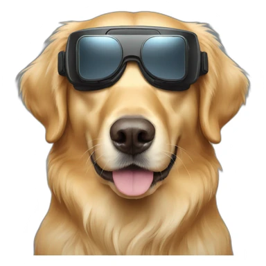 golden retriever with vr glasses sticker