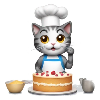 cat baking a cake sticker