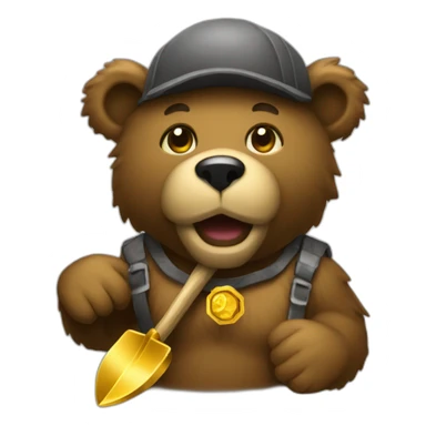 bear with gold mining pick sticker