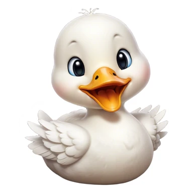 Cinematic Cute Yawning White Duck Portrait Emoji, Head tilted slightly with a dramatic, wide-open yawn, showcasing a soft, downy white plumage with gently drooping wings, round eyes barely open in drowsy contentment, Simplified yet irresistibly adorable features, highly detailed, glowing with a soft, cozy glow, high shine, relaxed yet expressive, stylized with a touch of whimsy, bright and endearing, soft glowing outline, capturing the essence of a sleepy yet affectionate duck, so drowsy it feels like it could float out of the screen and curl up for a nap! sticker