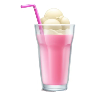 A drink served in a tall tumbler glass. It has one part grenadine at the base, pink white wine in the rest of the glass only white ice cream on the top of the glass. It has a plastic drinking straw sticker