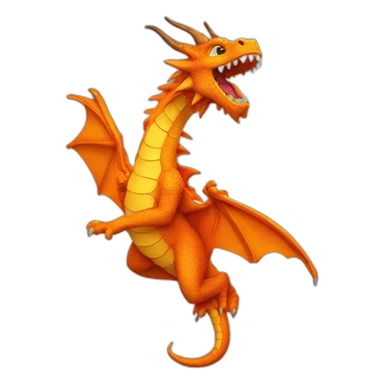 Dragon feu grand imposant orange qui crache du feu de face sticker