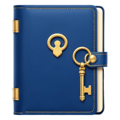 Navy blue diary with a key sticker