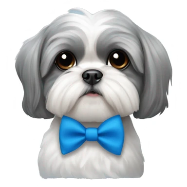 Grey and white shih tzu with blue bow tie  sticker