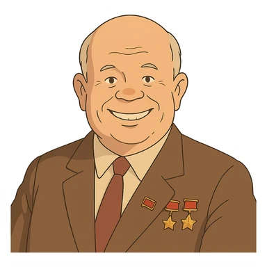 ghibli style portrait of Nikita Khrushchev smiling sticker