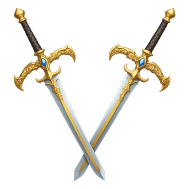 Two Golden royal swords with gold blades and gold handel sticker