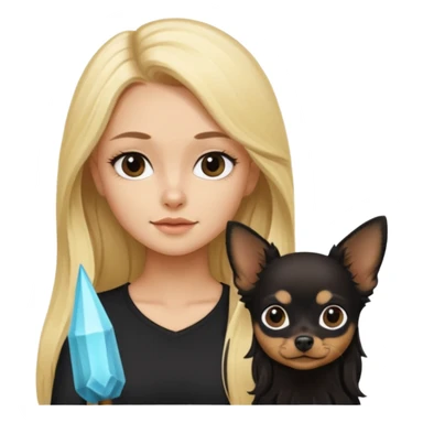 Chico pelo largo rubio.chica pelo largo negro y chihuahua negro  sticker